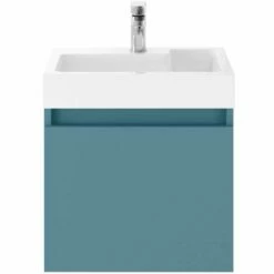 Nuie Merit Aurora Teal Slimline 500mm 1 Door Wall Hung Vanity & Basin - MER024