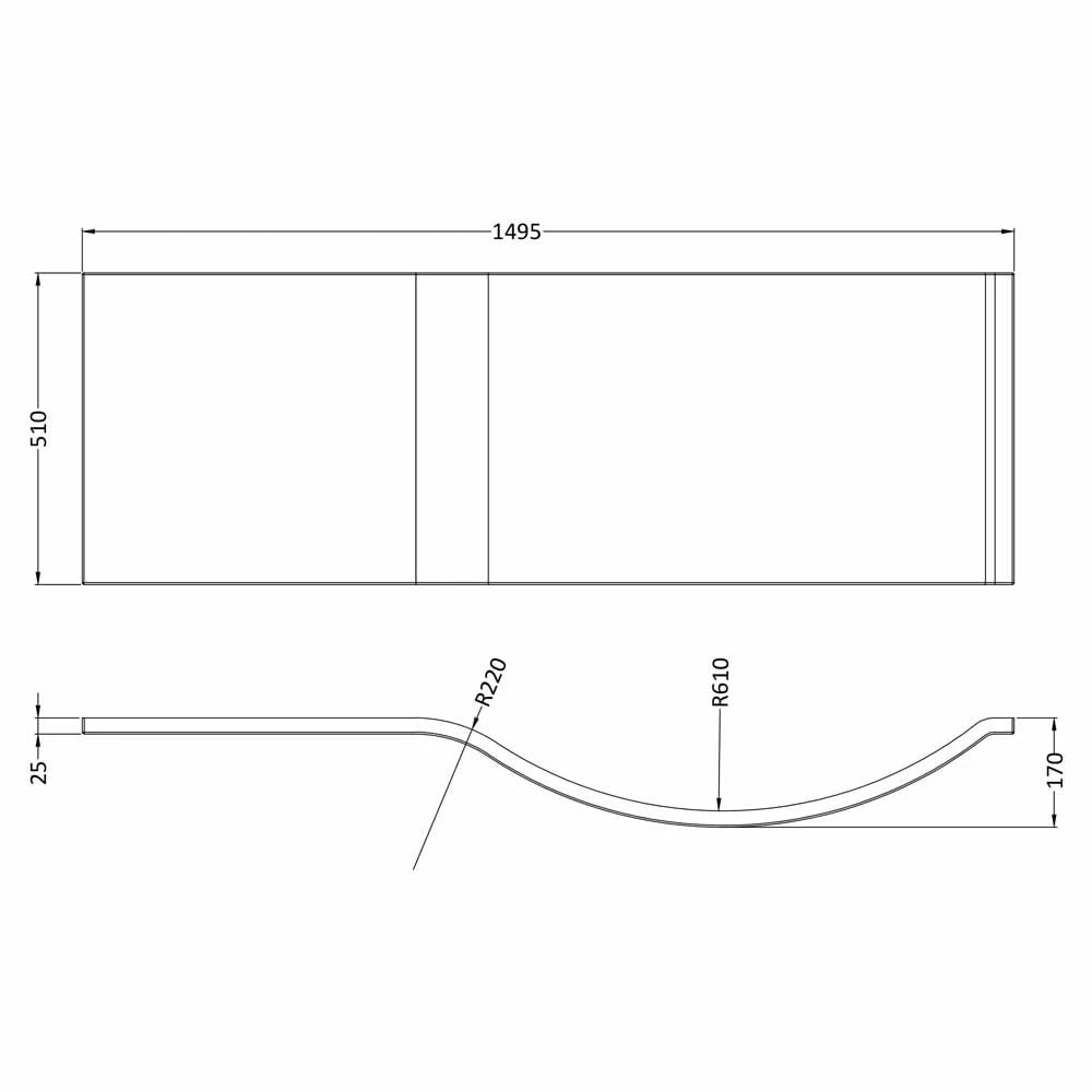 Nuie P Shaped Bath Front Panel 1500mm - WBP202 4 Nuie P Shaped Bath Front Panel 1500mm - WBP202 - Image 2