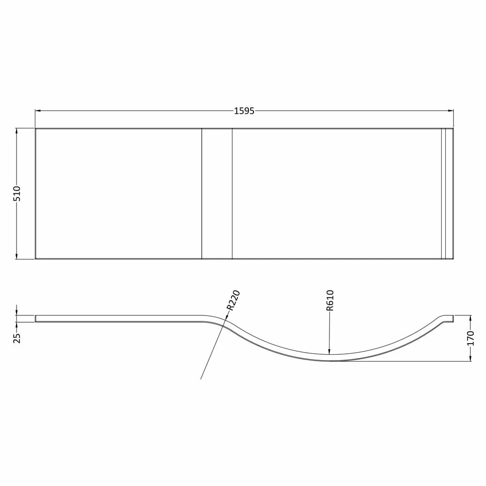 Nuie P Shaped Bath Front Panel 1600mm - WBP203 4 Nuie P Shaped Bath Front Panel 1600mm - WBP203 - Image 2