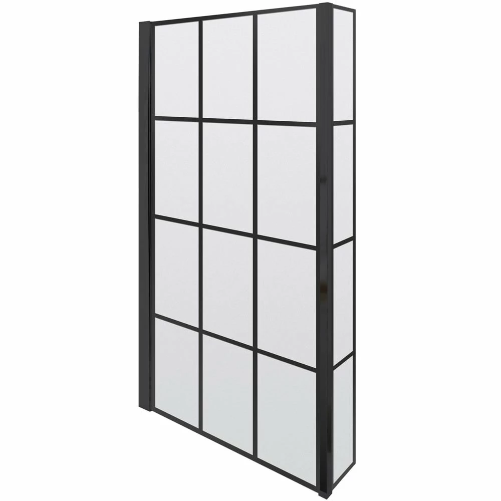 Nuie Pacific Matt Black Square Framed Bath Screen With Fixed Return - NSBS7BF 4 Nuie Pacific Matt Black Square Framed Bath Screen With Fixed Return - NSBS7BF - Image 2