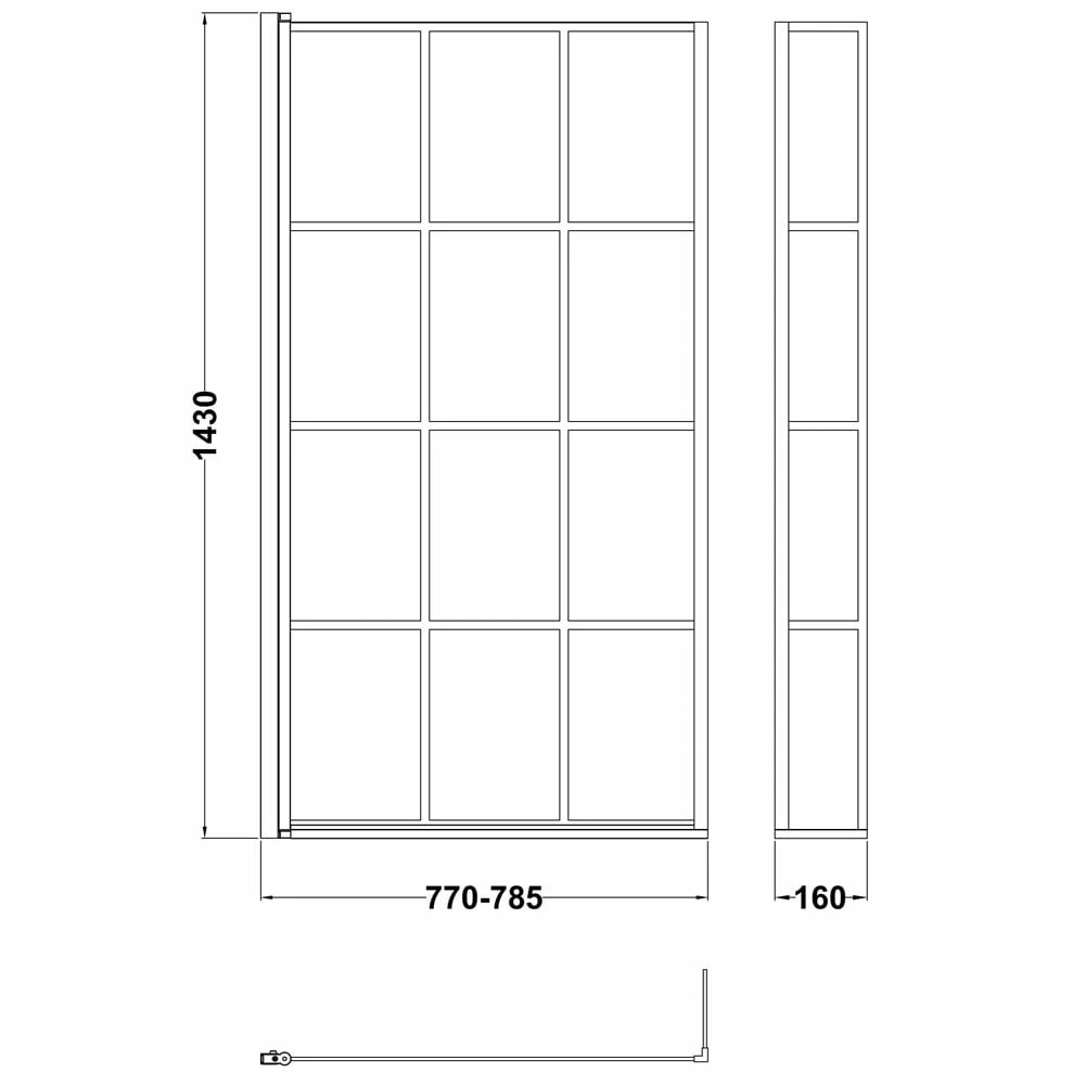 Nuie Pacific Matt Black Square Framed Bath Screen With Fixed Return - NSBS7BF 5 Nuie Pacific Matt Black Square Framed Bath Screen With Fixed Return - NSBS7BF - Image 3