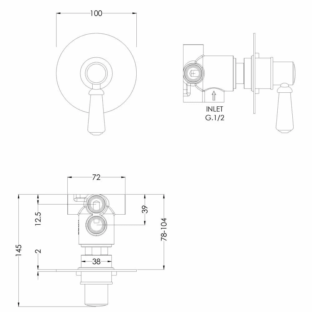 Nuie Selby Chrome Traditional Concealed Shower Valve 2/3/4 Way Diverter - SELWD14 4 Nuie Selby Chrome Traditional Concealed Shower Valve 2/3/4 Way Diverter - SELWD14 - Image 2