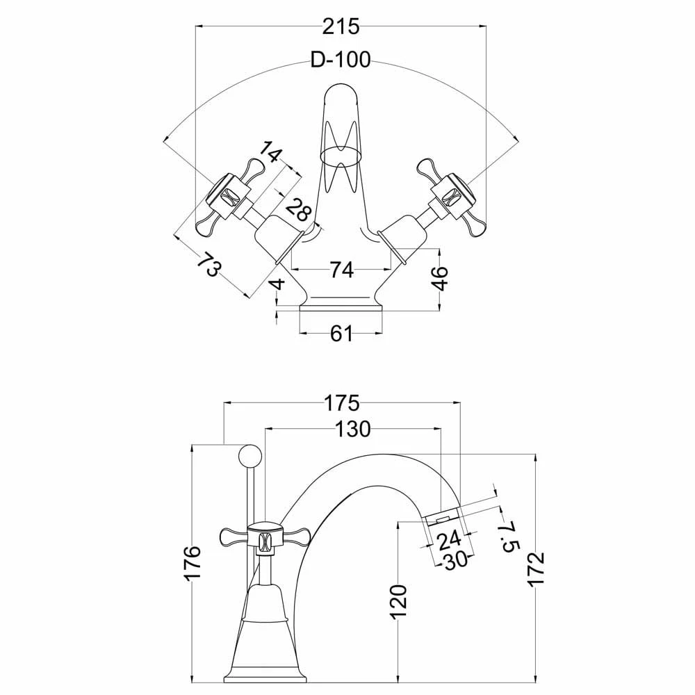 Nuie Selby Chrome Xhead Mono Basin Taps With Pop Up Waste - SEL305DX 4 Nuie Selby Chrome Xhead Mono Basin Taps With Pop Up Waste - SEL305DX - Image 2