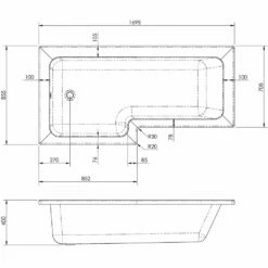 Nuie Square L Shape 1700mm Shower Bath LH, Fixed Screen & White Panel -TAPS UK Sales nuie square l shape 1700mm shower bath lh fixed screen white panel p34030 166134 image
