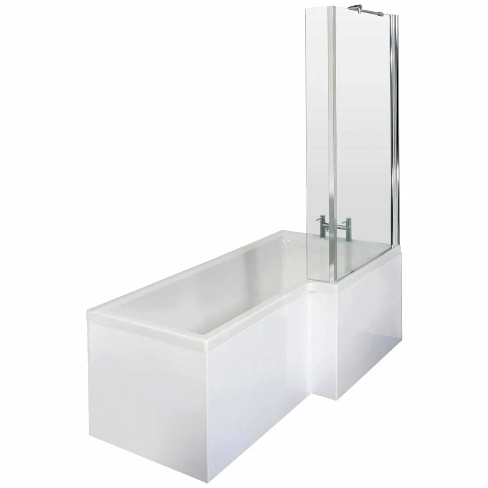 Nuie Square L Shape 1700mm Shower Bath RH, Fixed Screen & White Panel 4 Nuie Square L Shape 1700mm Shower Bath RH, Fixed Screen & White Panel - Image 2