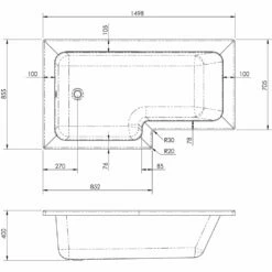 Nuie Square L Shape Single Ended Bath LH 1498x855x705 7 Nuie Square L Shape Single Ended Bath LH 1498x855x705 -TAPS UK Sales nuie square l shape single ended bath lh 1498x855x705 p34034 166143 image