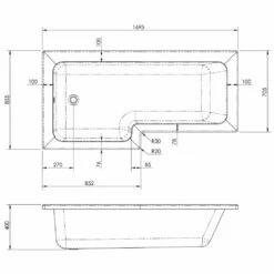 Nuie Square L Shape Single Ended Bath LH 1695x855x705 -TAPS UK Sales nuie square l shape single ended bath lh 1695x855x705 p34038 166155 image