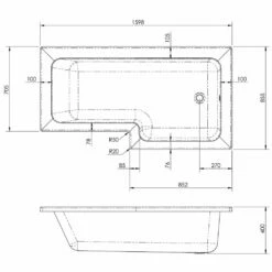 Nuie Square L Shape Single Ended Bath RH 1598x855x705 -TAPS UK Sales nuie square l shape single ended bath rh 1598x855x705 p34037 166152 image