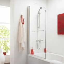 Nuie Straight Bath Shower Screen With Rail 1400mm