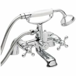 Nuie Viscount Bath Shower Mixer Tap & Large Handset Shower Kit - X383