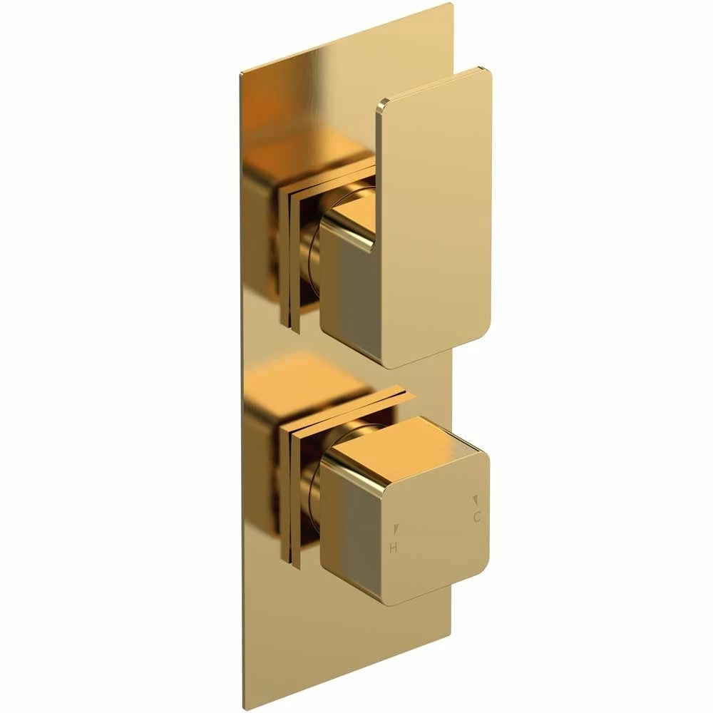 Nuie Windon Brushed Brass Twin Thermostatic Shower Valve - WIN8TW01 3 Nuie Windon Brushed Brass Twin Thermostatic Shower Valve - WIN8TW01