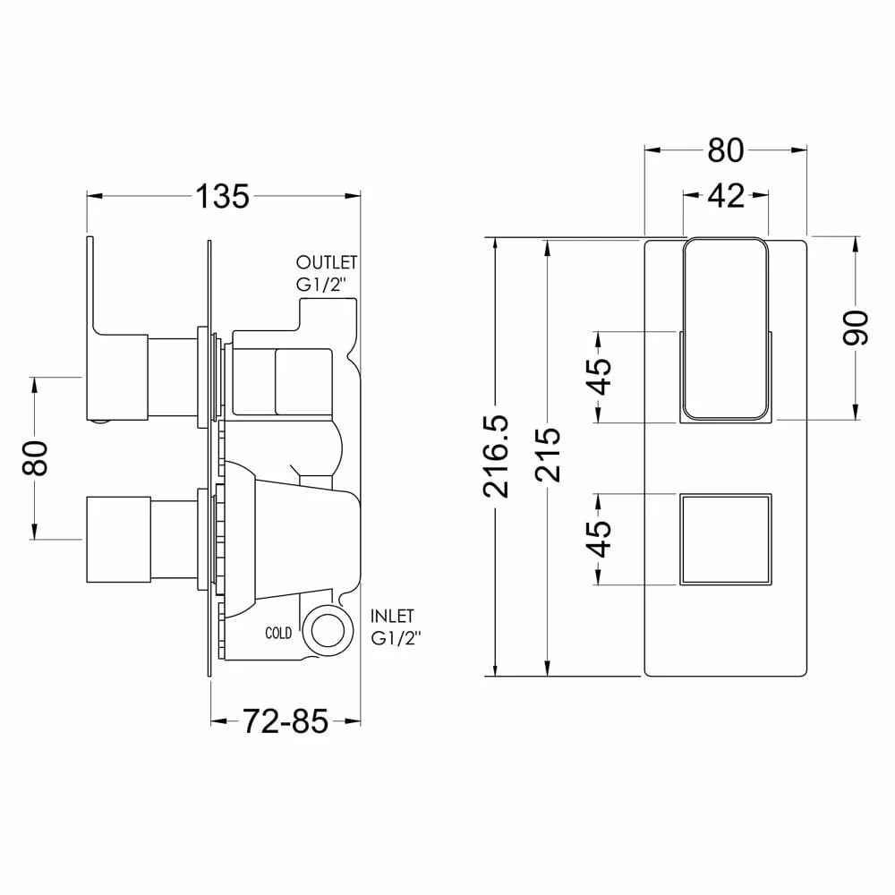 Nuie Windon Brushed Brass Twin Thermostatic Shower Valve - WIN8TW01 4 Nuie Windon Brushed Brass Twin Thermostatic Shower Valve - WIN8TW01 - Image 2