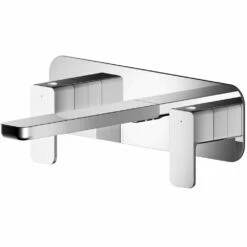 Nuie Windon Chrome Wall Mounted 3 Hole Basin Mixer Tap With Plate - WIN350