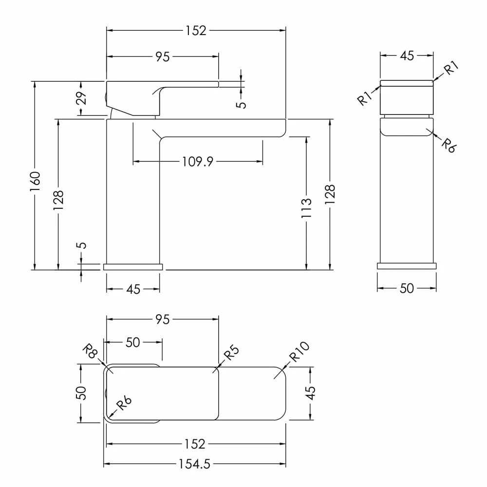 Nuie Windon Matt Black Mono Basin Mixer Tap With Push Button Waste - WIN405 5 Nuie Windon Matt Black Mono Basin Mixer Tap With Push Button Waste - WIN405 - Image 3