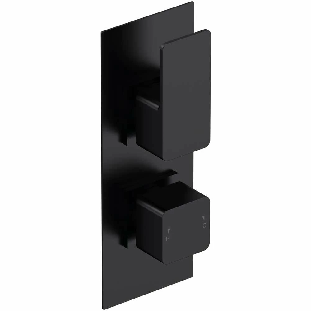 Nuie Windon Matt Black Twin Thermostatic Shower Valve With Diverter - WIN4TW02 3 Nuie Windon Matt Black Twin Thermostatic Shower Valve With Diverter - WIN4TW02