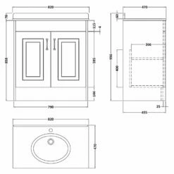 Nuie York Royal Grey 800mm Vanity Unit & White Marble Top Basin 1TH - YOR428 -TAPS UK Sales nuie york royal grey 800mm vanity unit white marble top basin 1th yor428 p50684 233621 image