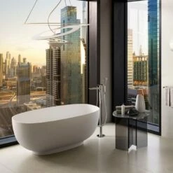 RAK Cloud Matt White Freestanding Bath Tub - CLOBT14075500 -TAPS UK Sales rak cloud matt white freestanding bath tub clobt14075500 p39650 195446 image