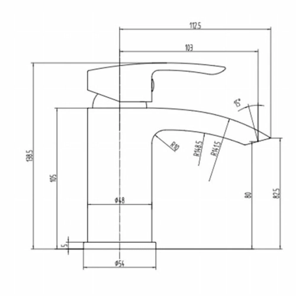 RAK Curve Chrome Single Lever Mono Basin Mixer Tap & Clicker Waste - RAKCRV3001 4 RAK Curve Chrome Single Lever Mono Basin Mixer Tap & Clicker Waste - RAKCRV3001 - Image 2