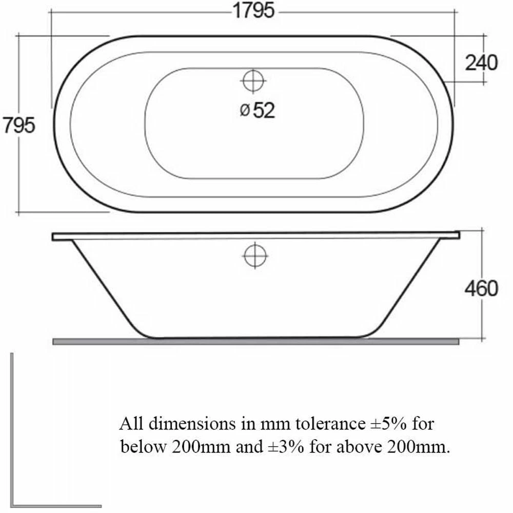 RAK DKM Alpine White Double Ended Oval Bath 1800x800mm - NDKMBATH 5 RAK DKM Alpine White Double Ended Oval Bath 1800x800mm - NDKMBATH - Image 3