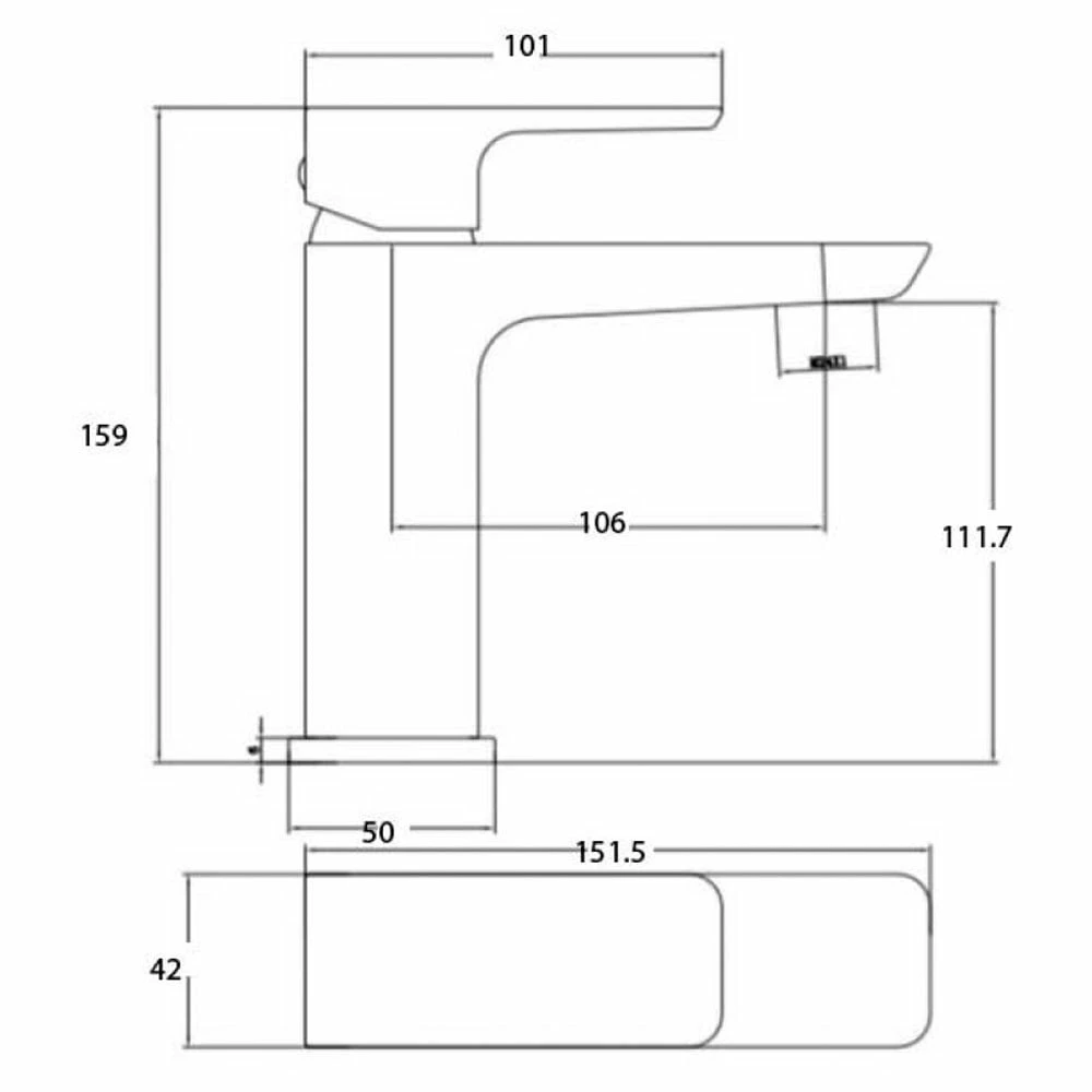 RAK Moon Black Single Lever Mono Basin Mixer Tap & Clicker Waste - RAKMOO3001B 4 RAK Moon Black Single Lever Mono Basin Mixer Tap & Clicker Waste - RAKMOO3001B - Image 2