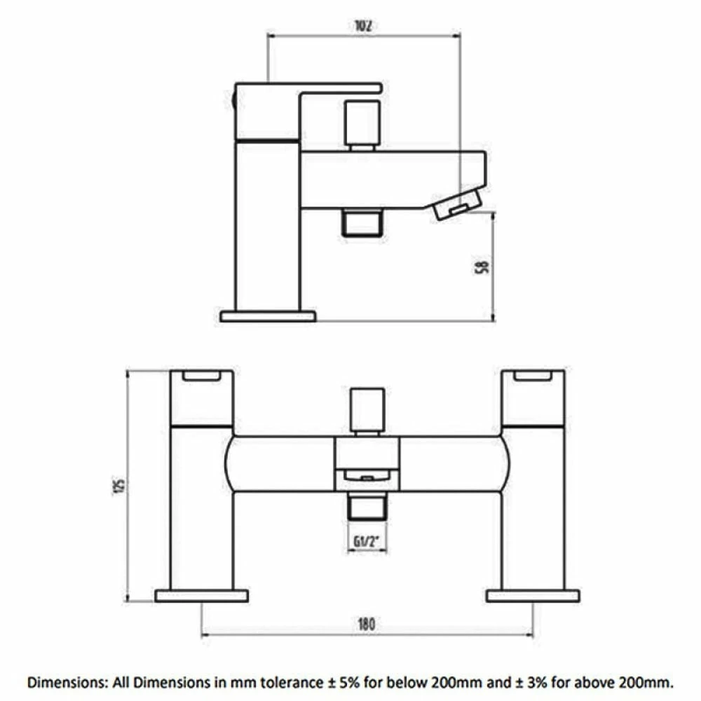 RAK Morning Chrome Dual Lever Bath Shower Mixer Tap & Handset - RAKMRN3005 4 RAK Morning Chrome Dual Lever Bath Shower Mixer Tap & Handset - RAKMRN3005 - Image 2