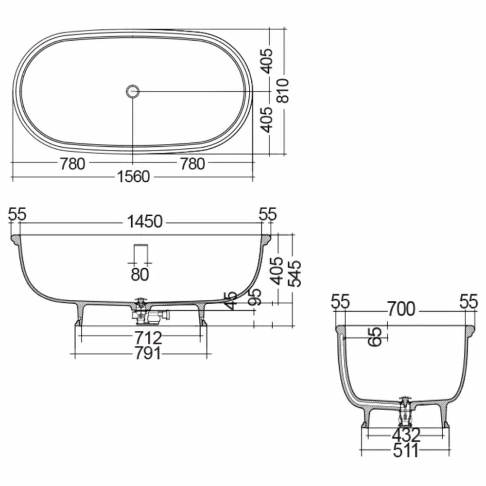 RAK Washington Greige Freestanding Bath Tub - WTBT15681505 4 RAK Washington Greige Freestanding Bath Tub - WTBT15681505 - Image 2