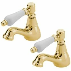 Tre Mercati Victoria Antique Gold Traditional Basin Tap (Pair) TM1521