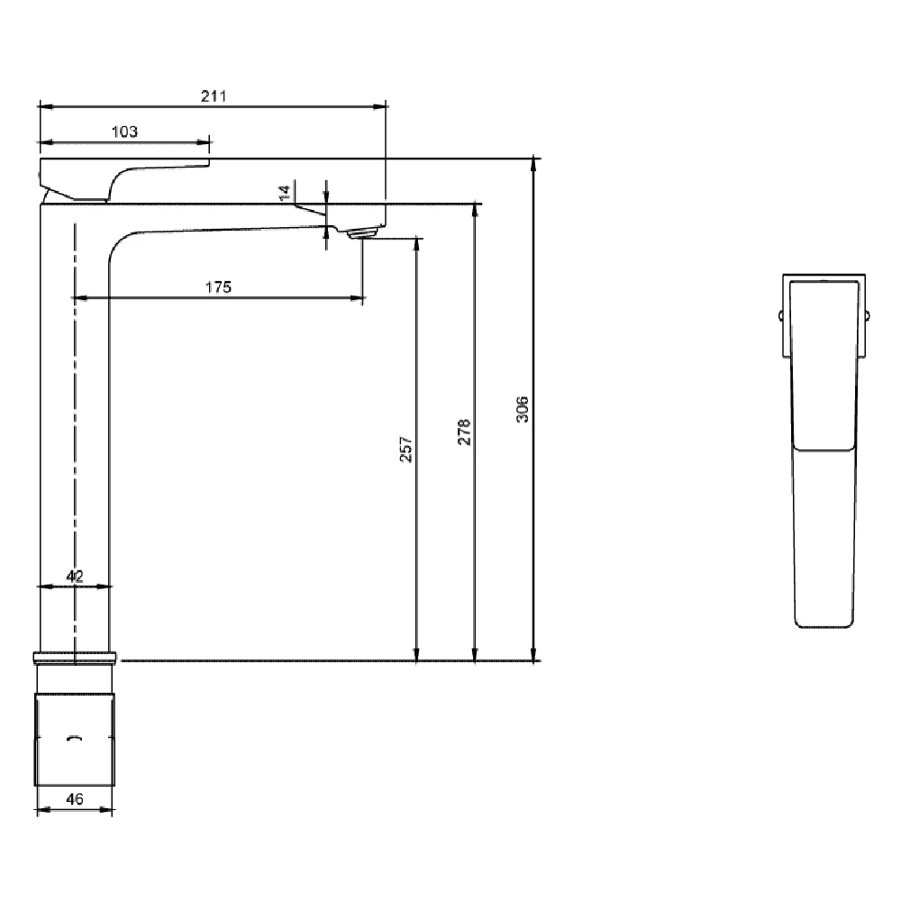 Villeroy & Boch Architectura Square Chrome Tall Single Lever Basin Mixer, With Push Down Waste 7 Villeroy & Boch Architectura Square Chrome Tall Single Lever Basin Mixer, With Push Down Waste - Image 5