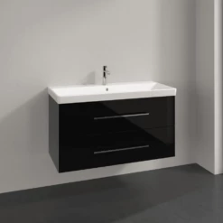 Villeroy & Boch Avento Crystal Black 1000mm Wall Hung Vanity Unit & Basin