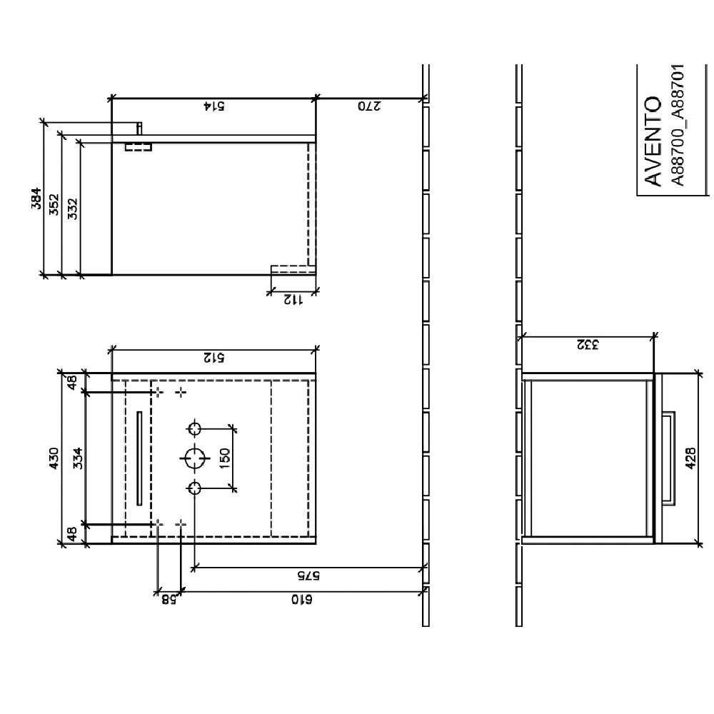 Villeroy & Boch Avento Stone Oak 450mm Wall Hung Vanity Unit & Basin 9 Villeroy & Boch Avento Stone Oak 450mm Wall Hung Vanity Unit & Basin - Image 7