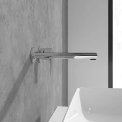 Villeroy & Boch Liberty Chrome Wall Mounted Single-lever Basin Mixer, 195mm Spout, No Waste -TAPS UK Sales villeroy boch liberty chrome wall mounted single lever basin mixer 195mm spout no waste p69513 294003 image